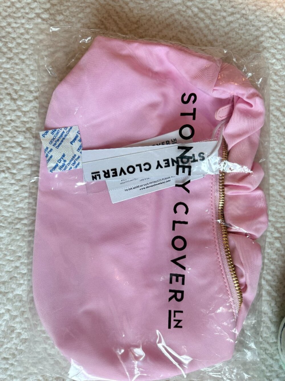 Stoney Clover Lane Flamingo Pink Nylon Scrunch Handle Bag EUC